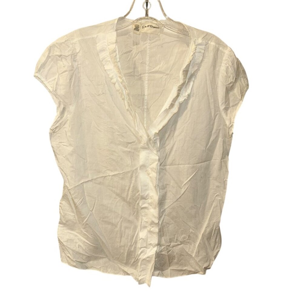 donna karan white ruffle trim sleeveless light cotton summer top 10